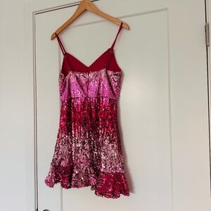 Hot pink sequins dress